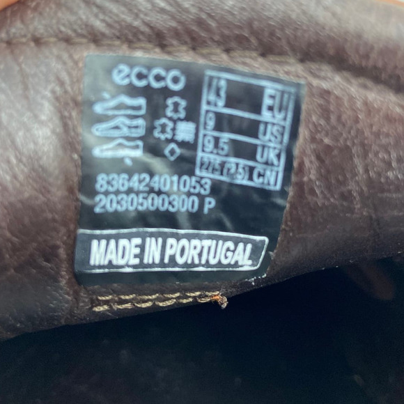ECCO Phorene Derby Oxford Brown Leather Made in Portugal Loafer Shoe Men's 9 - Picture 13 of 15